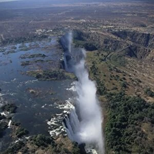 Aerial view of the Victoria Falls, UNESCO World Heritage Site, Zimbabwe, Africa