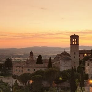 Assisi at sunset, Assisi, Perugia District, Umbria, Italy, Europe