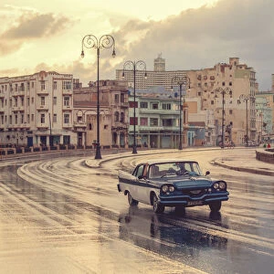 Old American car, Malecon, Havana, Cuba