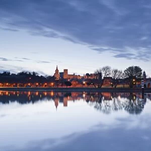 The Rhone River and the city of Avignon at dawn, Avignon, Vaucluse, France, Europe