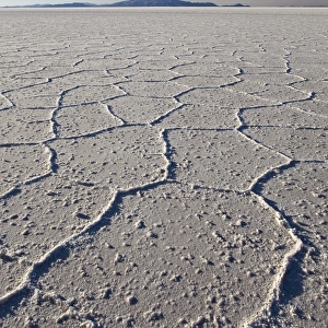 Volcano Tunupa on the horizon of the Salar de Uyuni, the biggest salt desert in the world