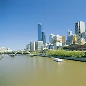 Yarra River and city skyline, Melbourne, Victoria, Australia