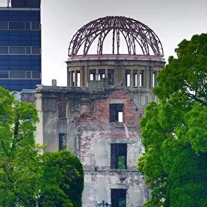 The Genbaku Domu, Atomic Bomb Dome, in the Hiroshima Peace Memorial Park, Hiroshima, Japan