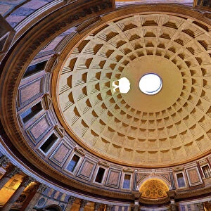 Inside the dome of the Pantheon di Roma church, Rome, Italy