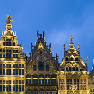 Belgium, Antwerp, Grotemarkt, buildings, dusk
