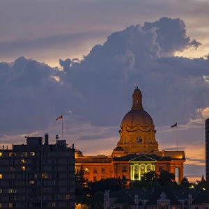 Canada, Alberta, Edmonton, Capitol building at sunset