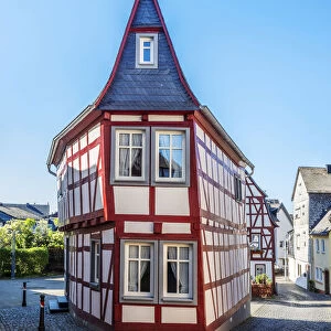 Half-timbered house at Kirchberg, Hunsruck, Rhineland-Palatinate, Germany