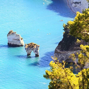 Panorama of the iconic rocks of Zagare Bay(Baia delle Zagare), Apulia(Puglia), Italy