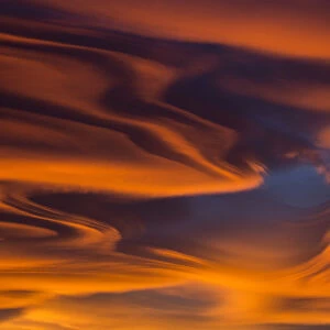 Particular lenticular cloud formation at sunset from Brianza, Lombardy, Italy