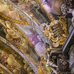 Spain, Comunidad Valenciana, Valencia, Details of the frescos in the vault of St Nicholas