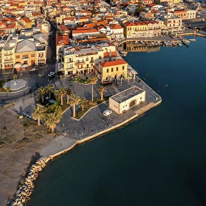 Venetian harbor with a view of Venetian Fortezza, Rethymno, Crete, Greece