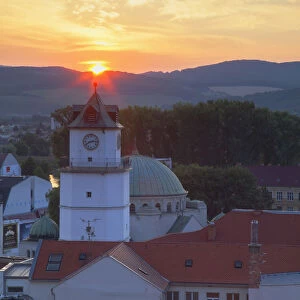 View of town gate at sunset, Trencin, Trencin Region, Slovakia