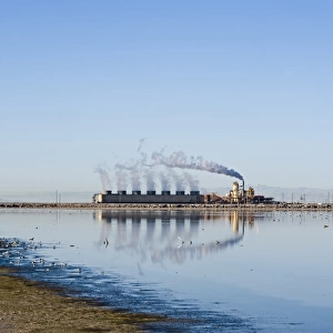 Geothermal power plant on shores of Salton Sea California USA