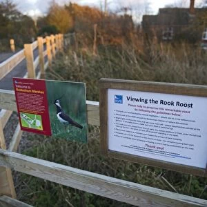 Signs at Buckenham Marshes RSPB Reserve in Yare Valley Norfolk winter