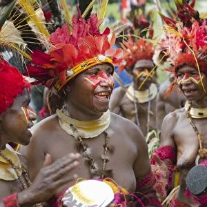 Tribal dancers from Simbu Province at Mt Hagen show a Sing-sing in Western Highlands