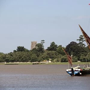 St Botolphs Church Iken, Suffolk, On the River Alde with a Thames Sailing Barge the Dinah, Built in Rochester in 1887