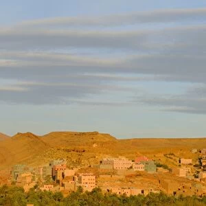 View of town in desert oasis, Tinerhir, Ouarzazate, Morocco, january