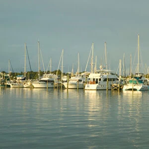 BAHAMAS- Abacos-Great Abaco Island-Marsh Harbour: Town Marina at Sunset