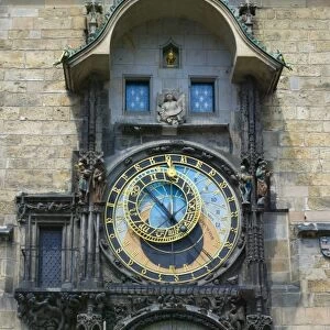 Window opens on Astronomical clock, Prague, Czech Republic