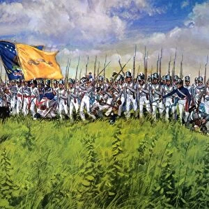 BATTLE OF CHIPPEWA, 1814. Winfield Scotts brigade of infantry at the Battle of Chippewa