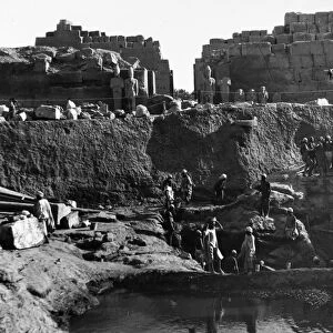 EGYPT: KARNAK EXCAVATION. Excavation at the Karnak temple complex conducted by