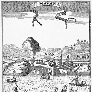 HAVANA, CUBA, 1720. The port and city of Havana, Cuba. Copper engraving, 1720