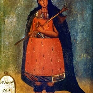 HUASCAR (c1495-1533). Incan emperor (1525-1532). Contemporary Spanish painting