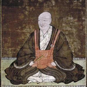 Japanese feudal lord of Bungo. Sorin depicted as a Buddhist, prior to his conversion to Christianity and baptism as Francisco in 1587. Silk painting, c1580