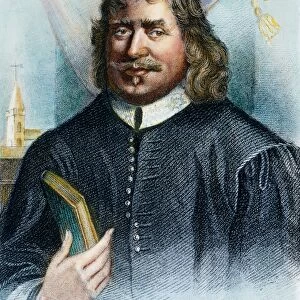 JOHN BUNYAN (1628-1688). English preacher and writer: colored stipple engraving after the painting by Thomas Sadler, 1684