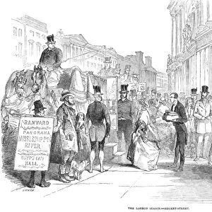 LONDON: REGENT STREET. The London Season. Regent Street. Wood engraving, English, 1849