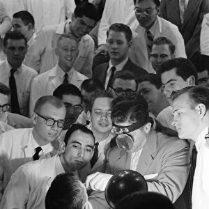 MEDICAL SCHOOL, 1958. Medical students in class at George Washington University