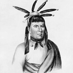 MENOMINEE WARRIOR, c1850. Amiskquew, a warrior of the Menominee people. Engraving