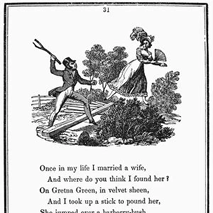 MOTHER GOOSE, 1833. Once in my life I married a wife. Wood engraving from the Munroe and Francis edition, Boston, 1833