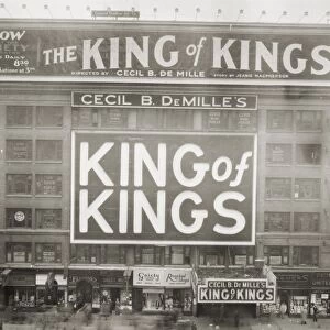 MOVIE THEATRE, 1927. Marquee with Cecil B. DeMille King of Kings, 1927