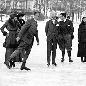 NEW YORK: ICE SKATERS. A group of people ice skating in Tuxedo Park, New York. Photograph