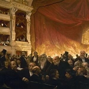 PARIS: COMEDIE FRANCAIS. Between the Acts at the Comedie Francaise. Oil on canvas, 1885, by Edouard Joseph Dantan