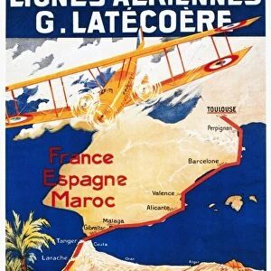 A poster for the French airline Latecoere, promoting its air mail and passenger service to Spain and Morocco