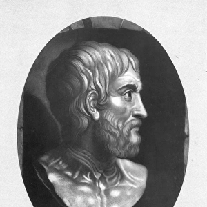 PYTHAGORAS (c580-c500 B. C. ). Greek philosopher and mathematician. Mezzotint, 19th century