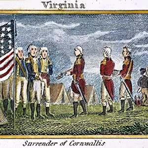 The surrender of Lord Cornwallis to Major General Benjamin Lincoln at Yorktown, Virginia, on 19 October 1781: engraving, American, 1827