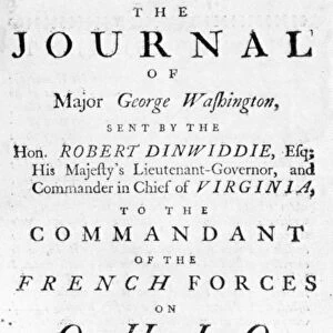 Title page of The Journal of Major George Washington, 1754, his report on the operations of the French in the Ohio country