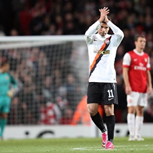 Former Arsenal playert Eduardo claps the fans after scoring Shaktars goal