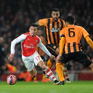 Arsenal's Alexis Sanchez Faces Off Against Hull City's Tom Huddlestone and Curtis Davies in FA Cup Clash