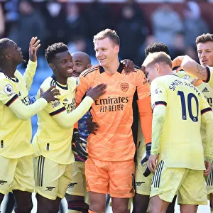 Arsenal's Exultant Five: Pepe, Nketiah, Leno, Smith Rowe, and Xhaka Celebrate Victory over Aston Villa
