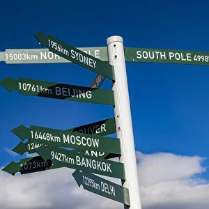 A signpost at Queenstown in Otago, New Zealand