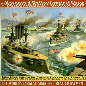 Barnum & Bailey poster depicting the destruction of the Spanish Fleet by the United States Navvy
