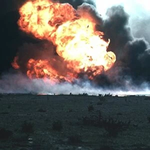 Burning oilfield during Operation Desert Storm, Kuwait Date Cropped from an undated