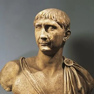 Bust of Emperor Trajan (Marcus Ulpius Nerva Traianus, 53 - 117 A. D. ), imperial age, marble