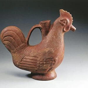 Clay rhyton in shape of rooster with red overpainting, from House of Venus in Bikini at Pompeii