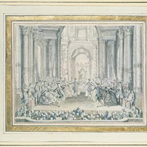 France, Paris, scene from La Princesse de Navarre by Jean-Philippe Rameau, libretto by Voltaire, performed on the occasion of the Dauphins wedding, watercolor, 1745