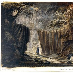 France, Paris, set design of Normas house for performance Norma, Act II, at Paris Opera